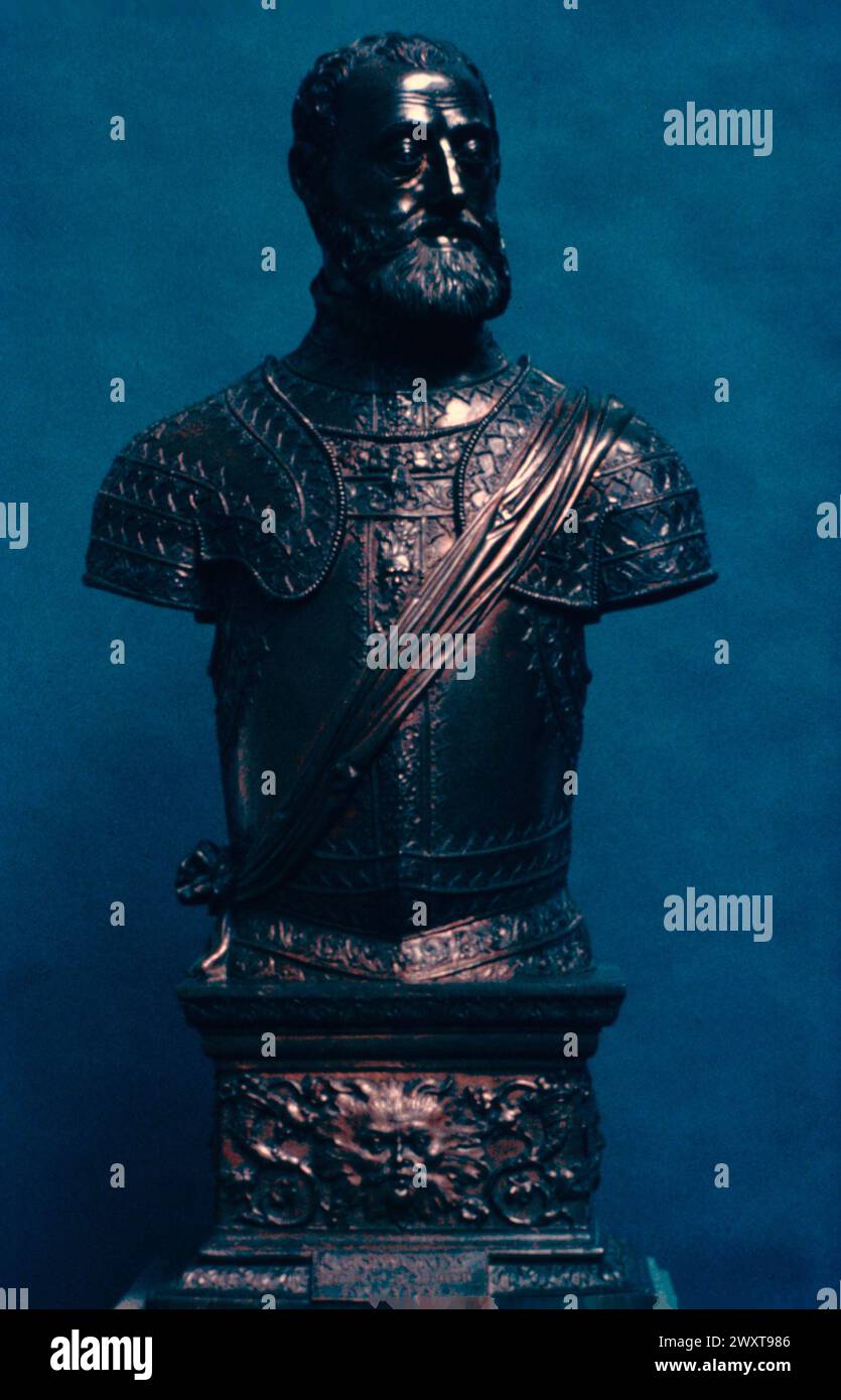 Kaiser Karl V. Habsburg, Bronzebüste des italienischen Künstlers Leone Leoni, 16. Jahrhundert Stockfoto