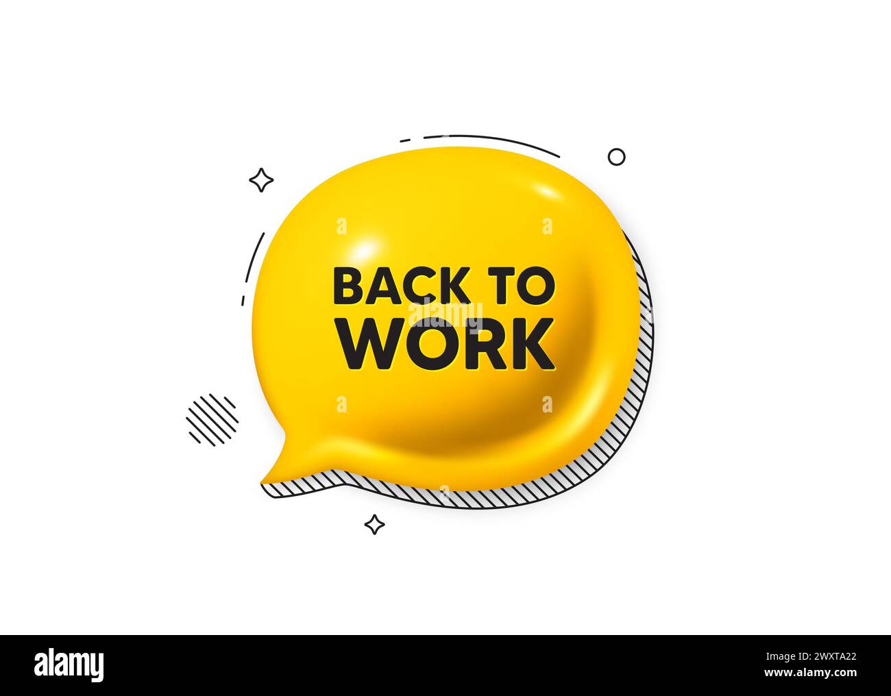 Zurück zur Arbeitsmarkierung. Stellenangebot. Comic-Sprechblase 3D-Symbol. Vektor Stock Vektor