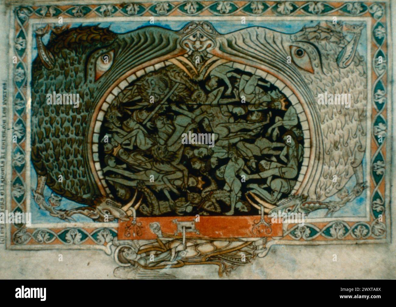 Der Mund der Hölle, Gemälde aus einem englischen Manuskript, 12. Jahrhundert Stockfoto