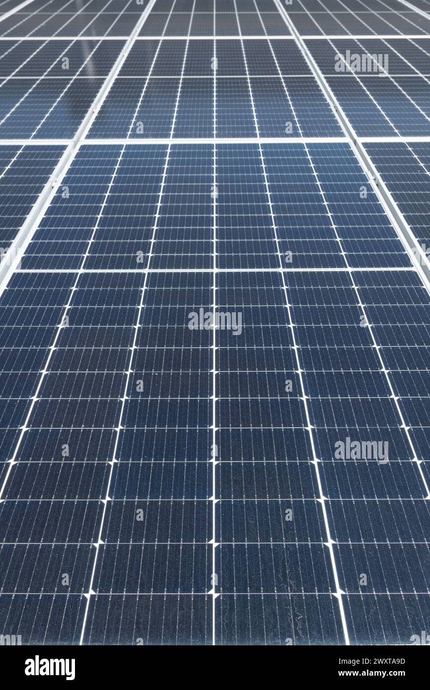 Solarpaneele in vertikaler Zusammensetzung Stockfoto