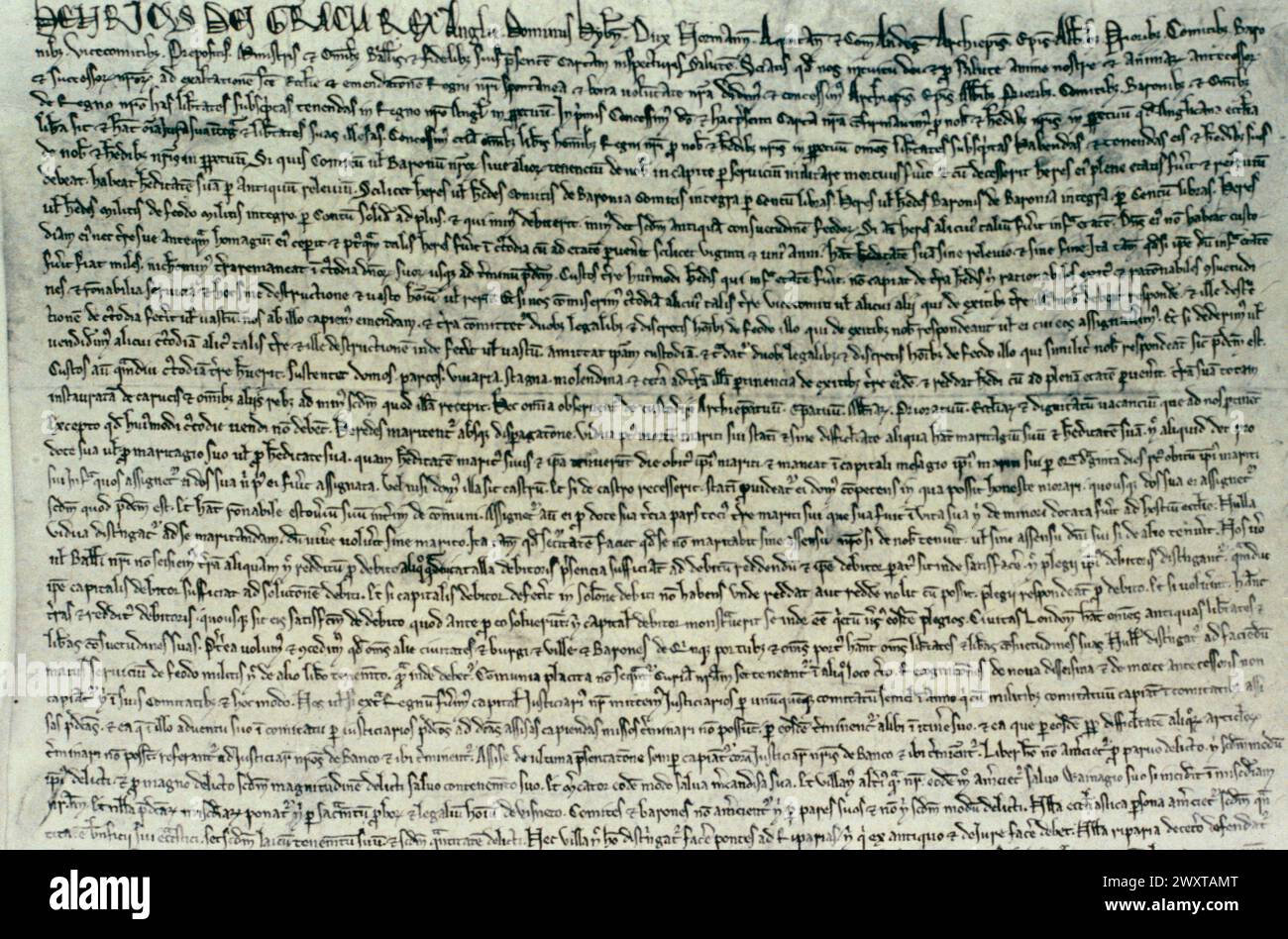Detail der Magna Charta, versiegelt von König John, England 1215 Stockfoto