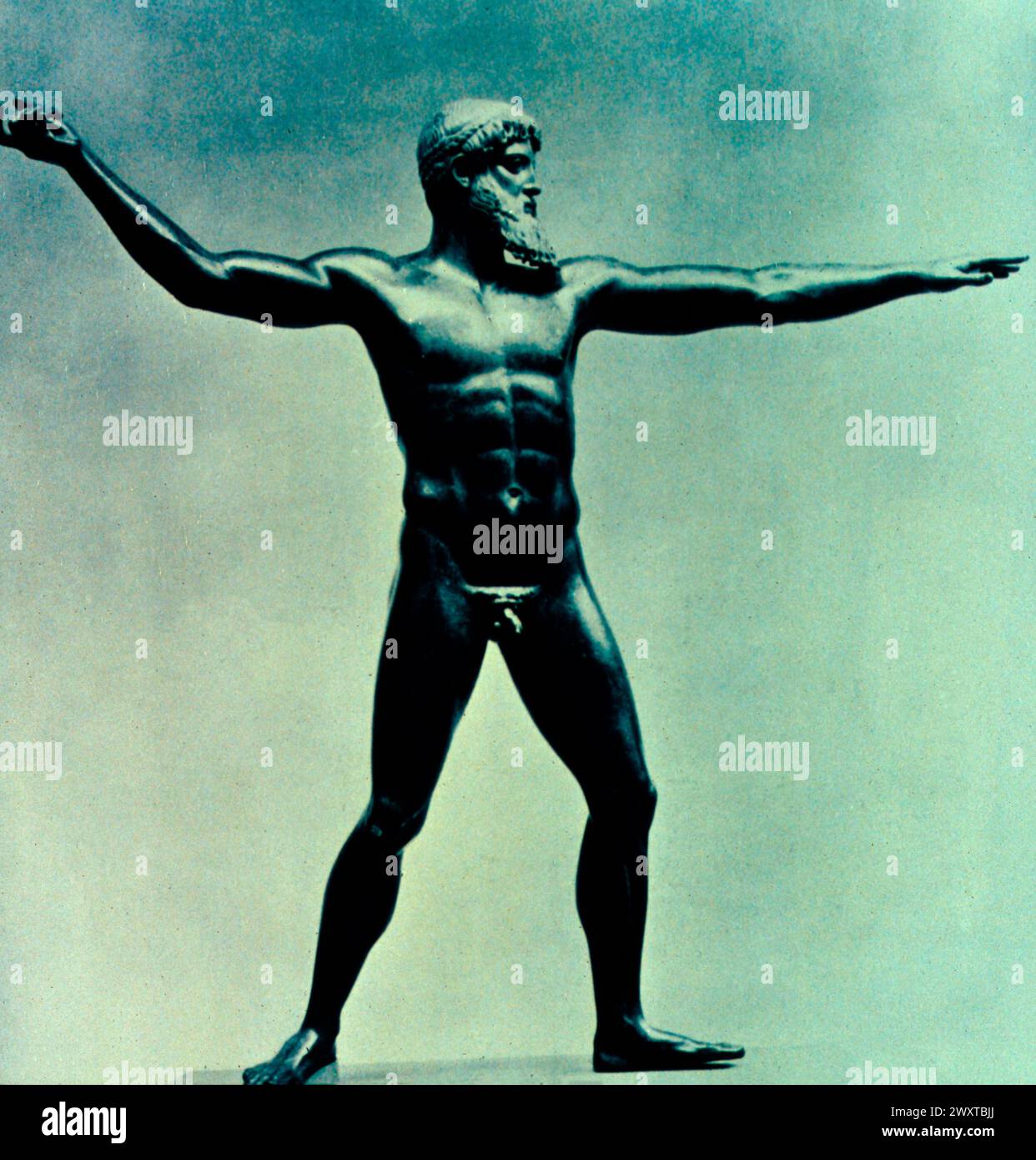 Poseidon, griechischer Gott des Meeres, Bronzestatue, Griechenland 400 v. Chr Stockfoto