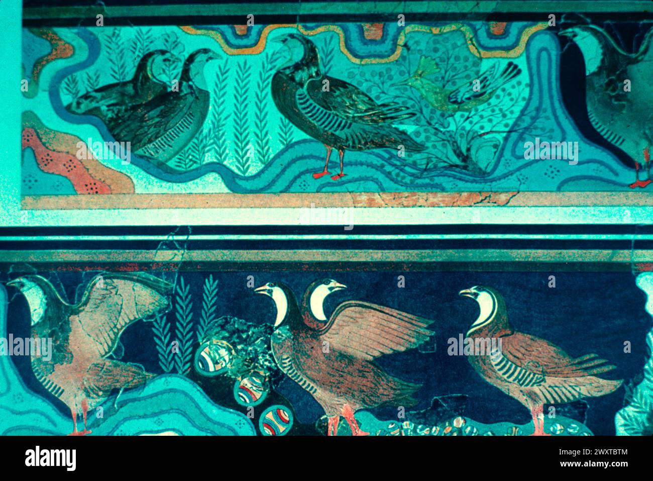 Das Rebhühner-Fresko aus dem Palast von König Minos, Kreta, Griechenland 1700 v. Chr Stockfoto