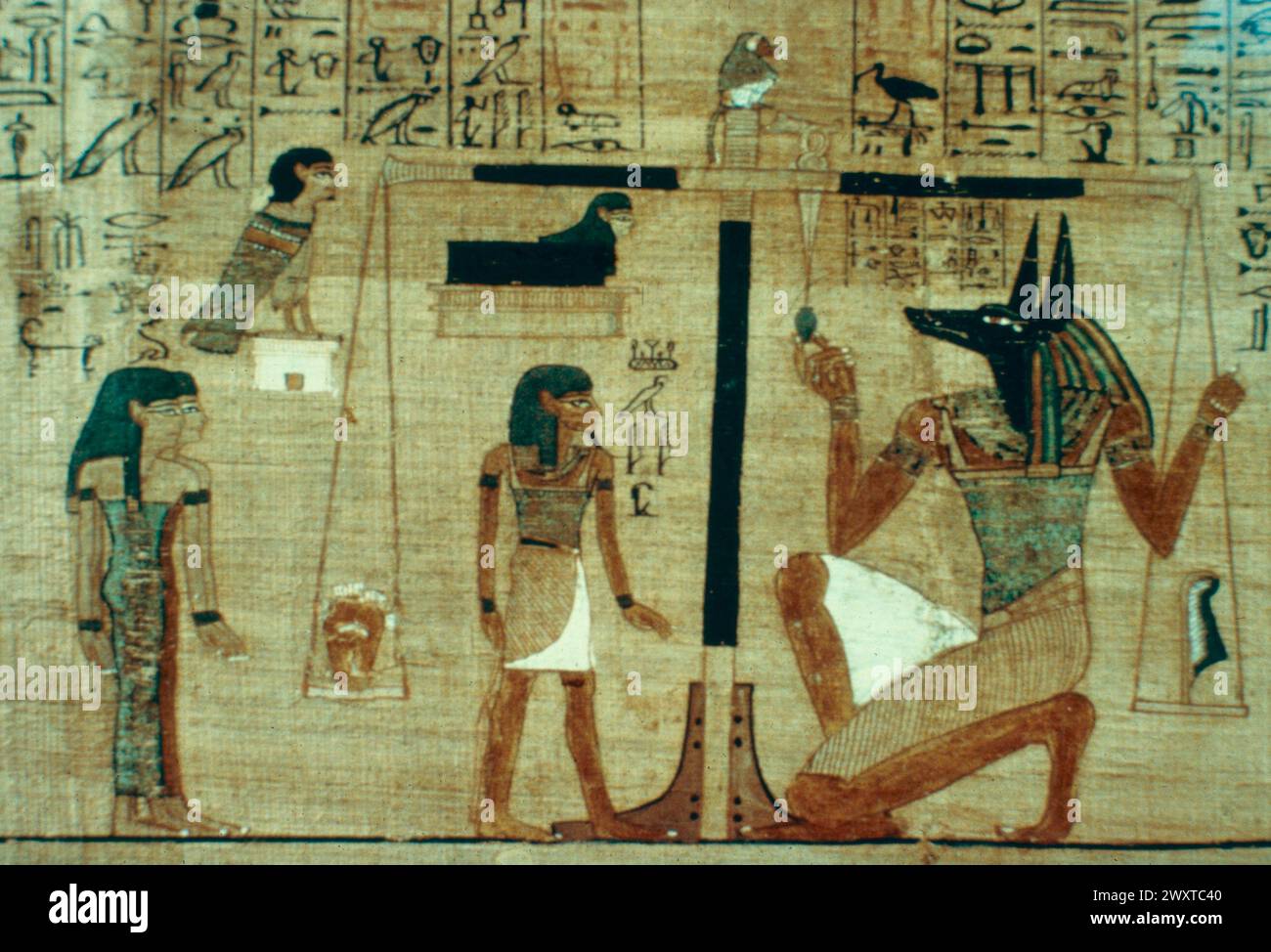 Papyrus-Inschrift aus dem Buch Daed von Ani, Ägypten Stockfoto