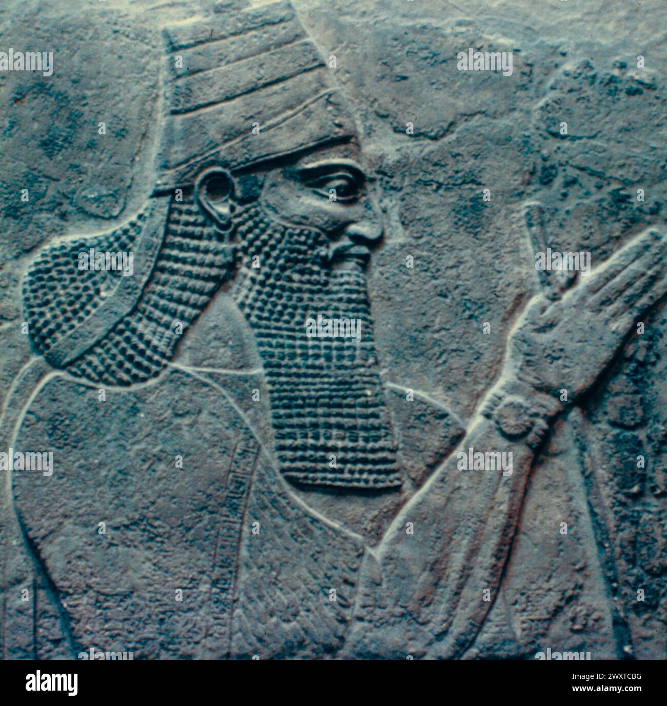 Tiglath-Pilesar III., König von Assyrien, Marmorrelief, Mesopotamien Stockfoto