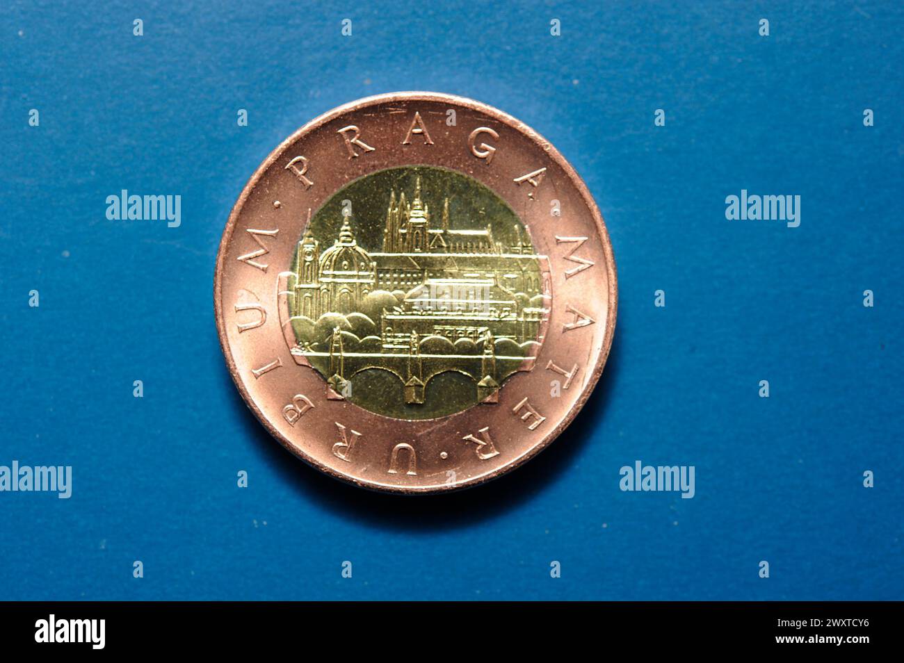 Gegen die Seite einer tschechischen Münze mit 50 Kronen Stockfoto