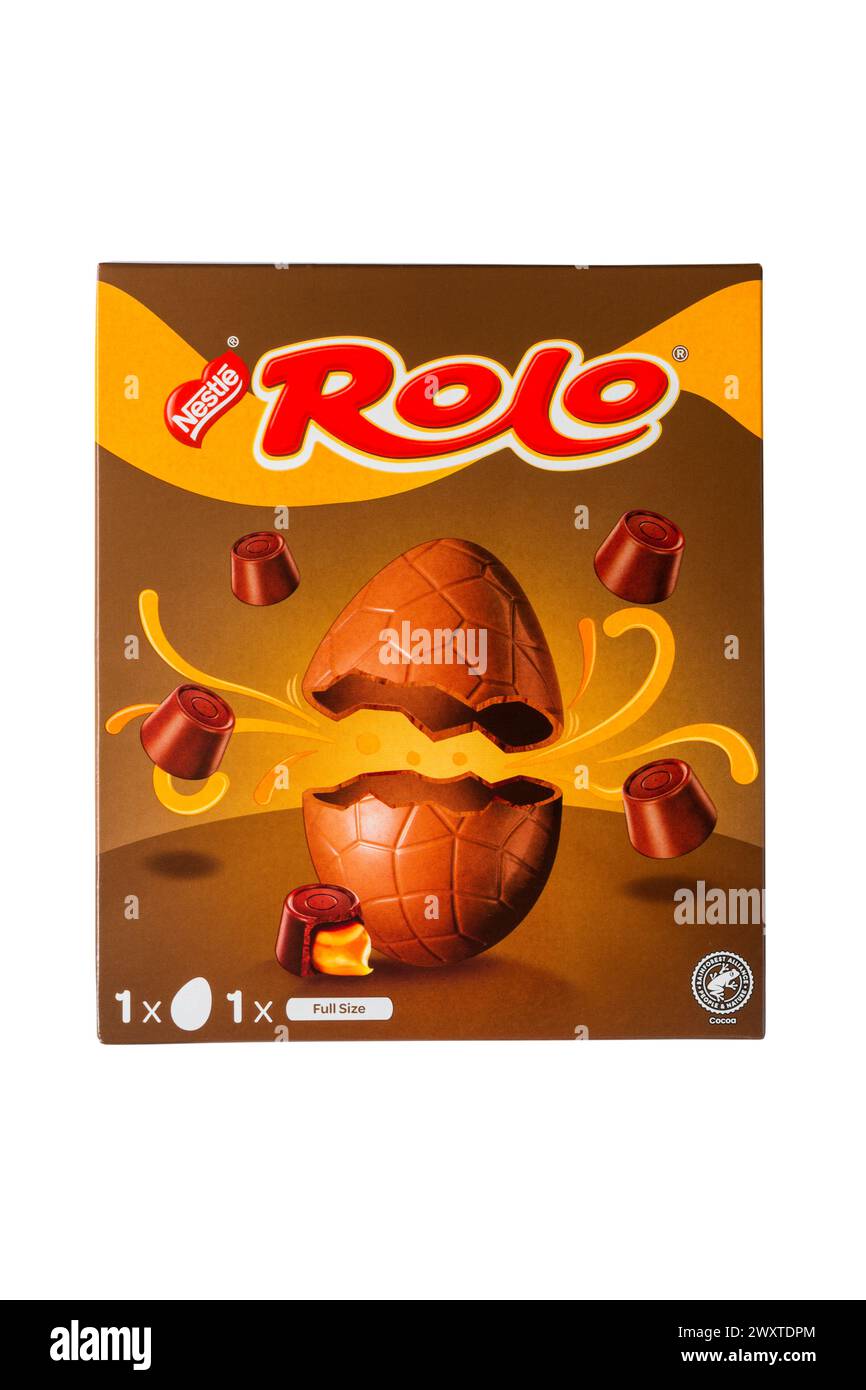 Nestle Rolo Osterei in Box Verpackung isoliert auf weißem Hintergrund Stockfoto
