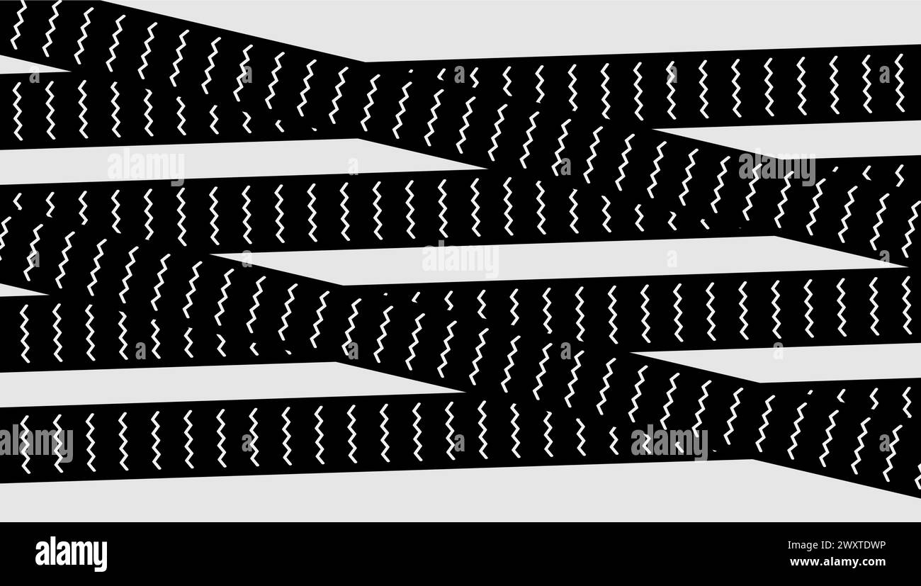 Straßenbahnen mit Textur. Gemusterte schwarze Linie Stock Vektor