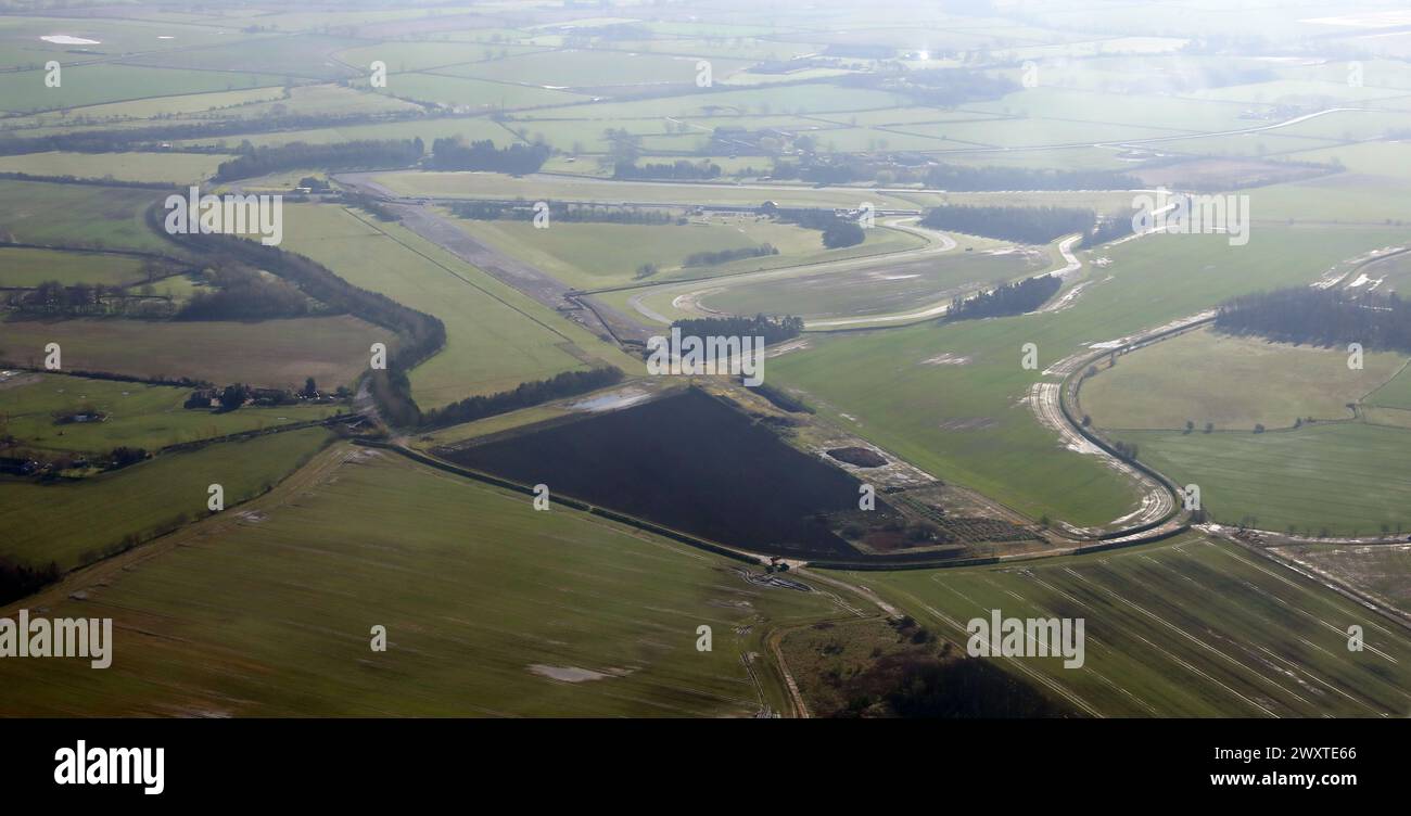 Aus der Vogelperspektive vom Westen des Croft Circuit Stockfoto