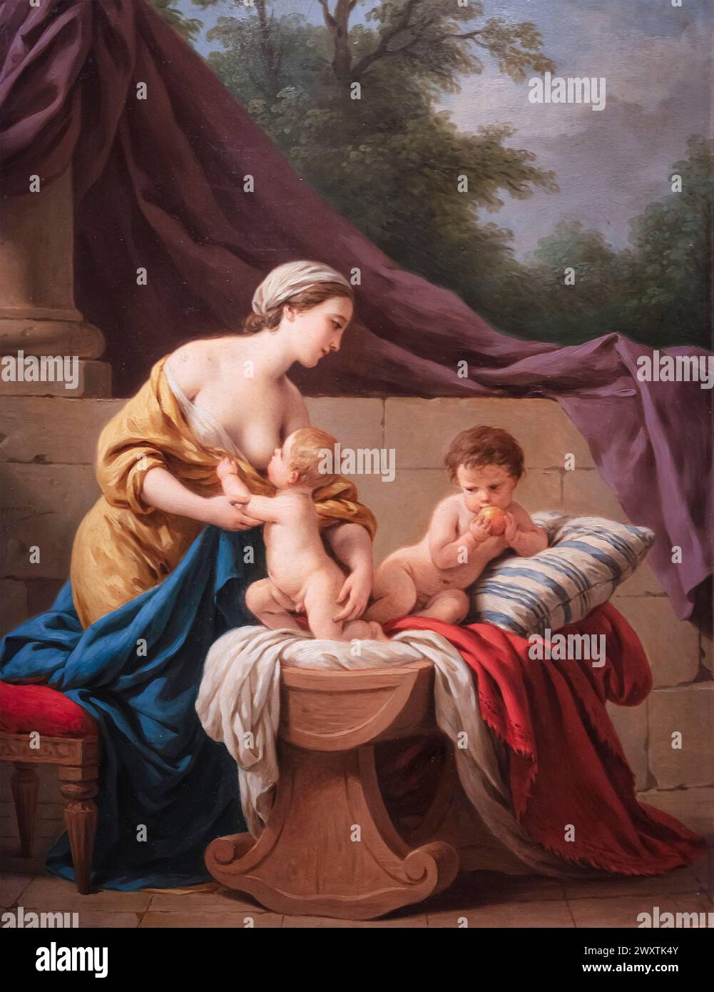 Mutter und Kinder, Allegorie der Wohltätigkeit, Gemälde von Louis Jean Francois Lagrenee, 1776, Puschkin Staatliches Museum der Schönen Künste, Moskau, Russland Stockfoto