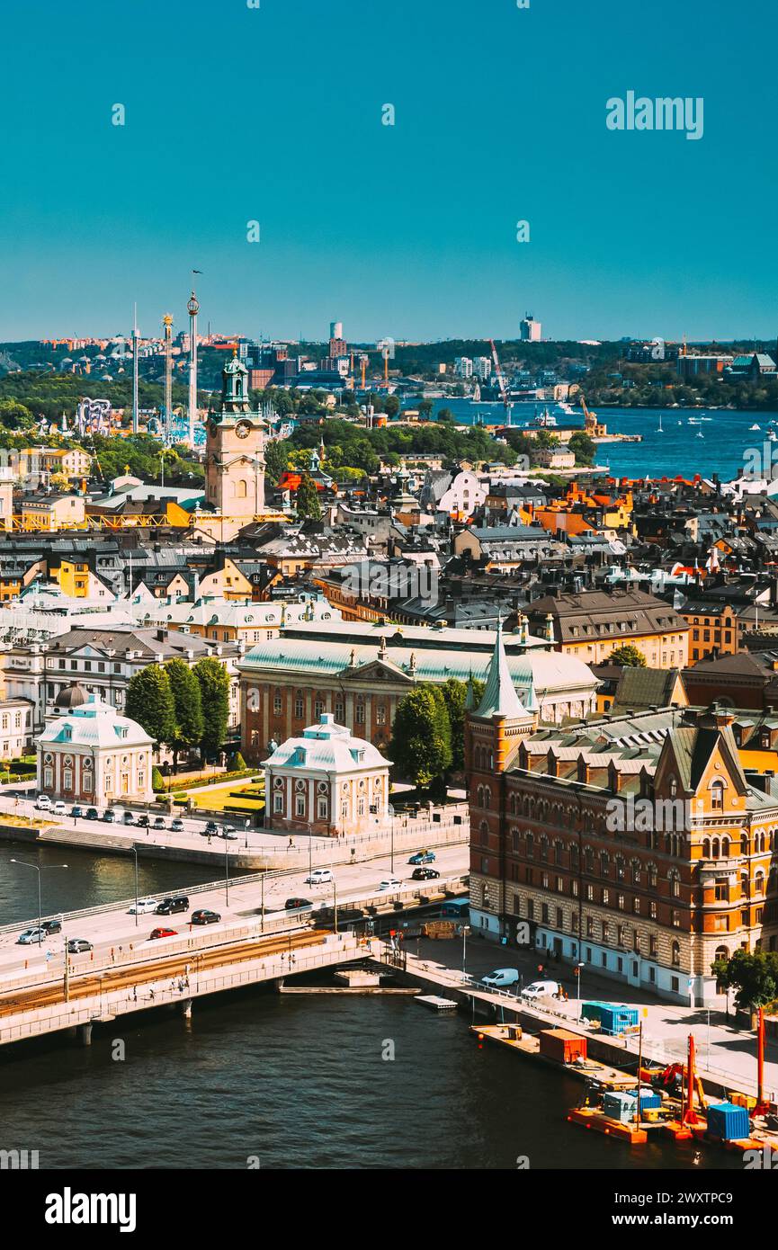 Stockholm, Schweden. Große Kirche In Der Skyline Von Cityscape. Erhöhter Blick Auf Das Stadtzentrum Stockfoto