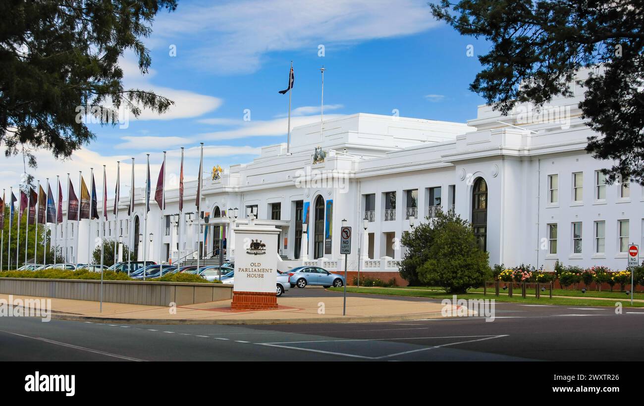 Canberra, ACT, Australien - 21. Oktober 2009: Old Parliament House. Alter Sitz des Bundestages, bis 1988. Stockfoto