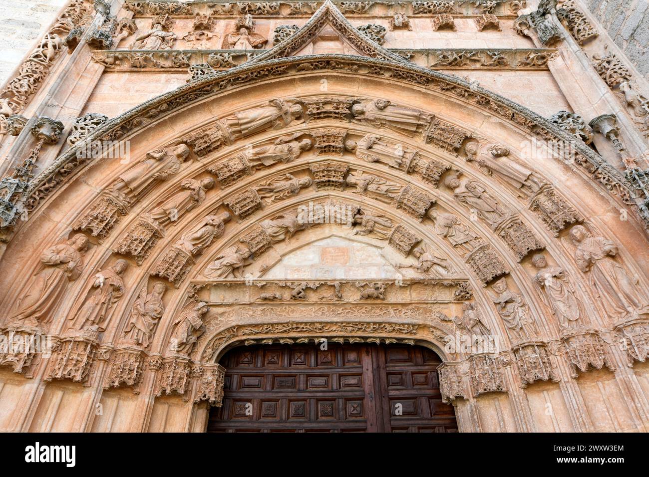 Santa Maria del Campo, Kirche Nuestra Señora de la Asuncion (13.-16. Jahrhundert). Burgos, Castilla y Leon, Spanien. Stockfoto