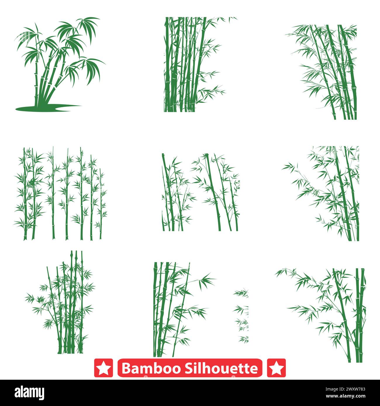 Harmonie in der Natur Bambus Silhouette Vektoren bieten Zenartige Inspirationen für Kreativität Stock Vektor