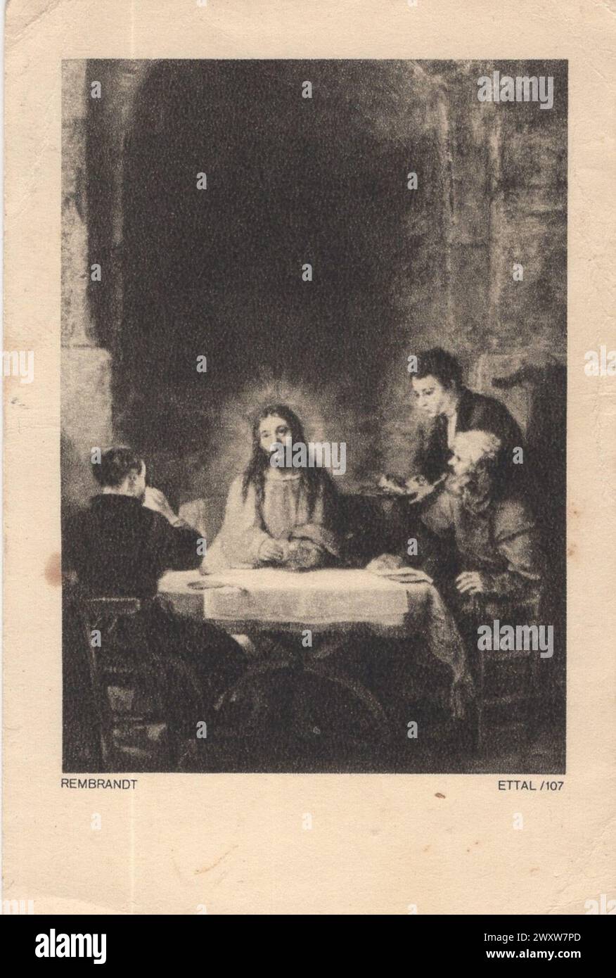 Vintage heilige Karte Letztes Abendmahl Gebet zusätzliche Rechte-Clearenzen-nicht verfügbar Stockfoto