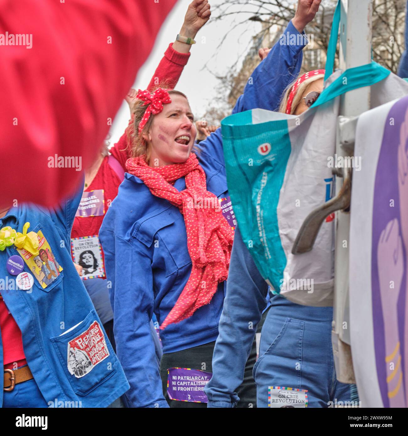 8. märz – Grève féministe. Manifestation à Paris Stockfoto