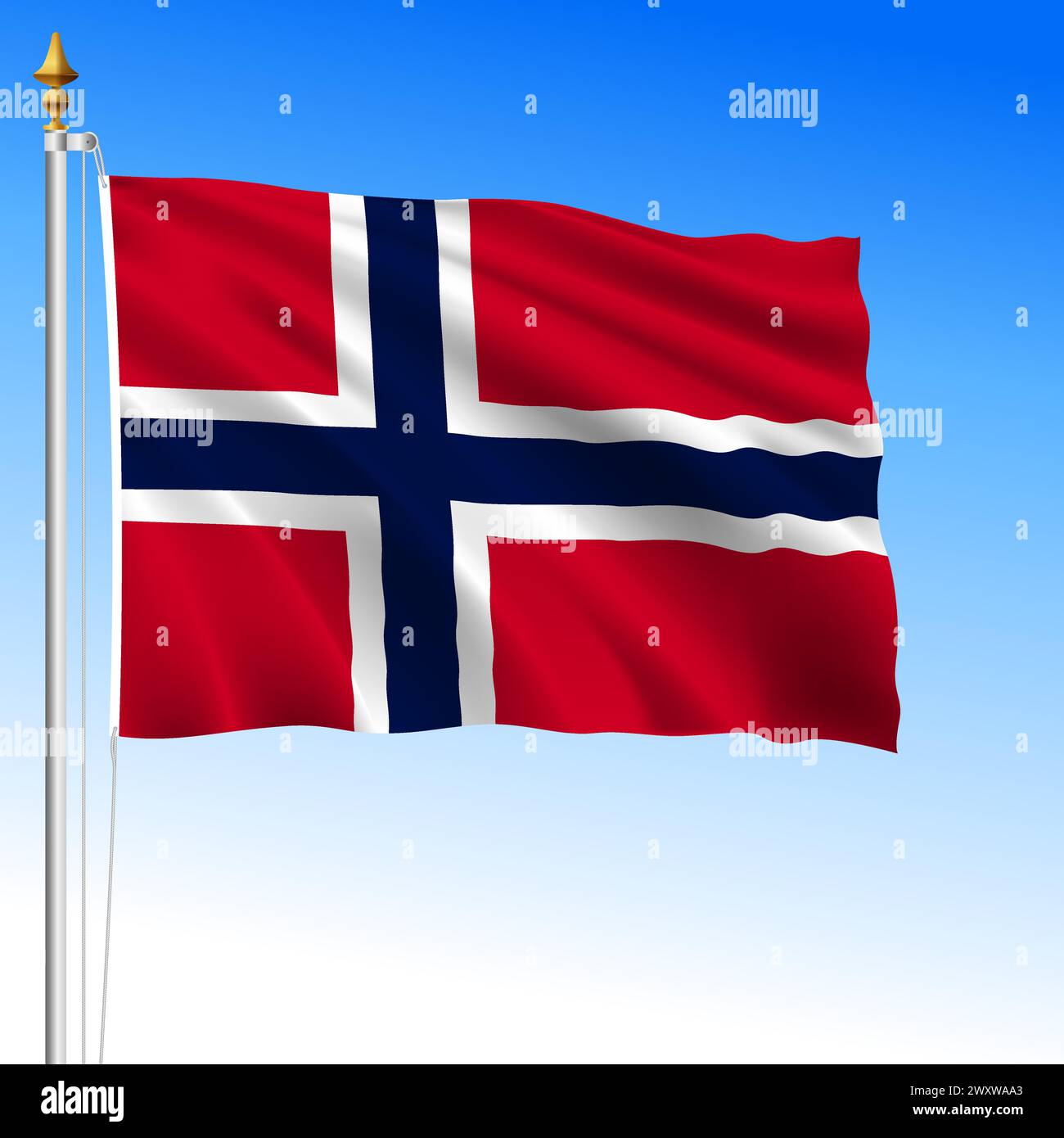 Norwegen offizielle nationale winkende Flagge, europäisches Land, Vektorillustration Stock Vektor