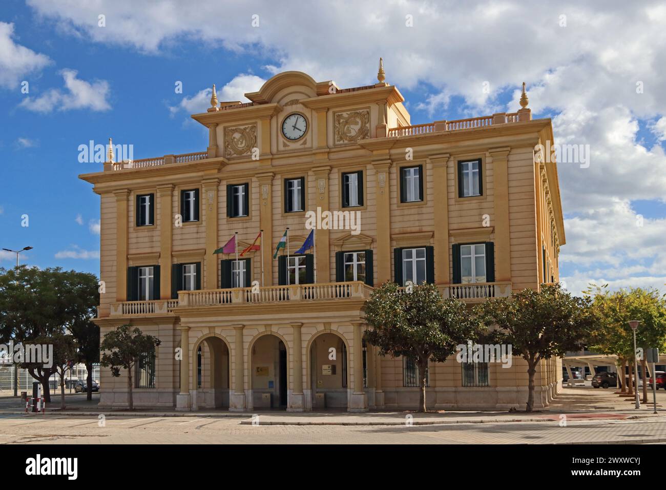 Hafengebäude, Malaga Stockfoto