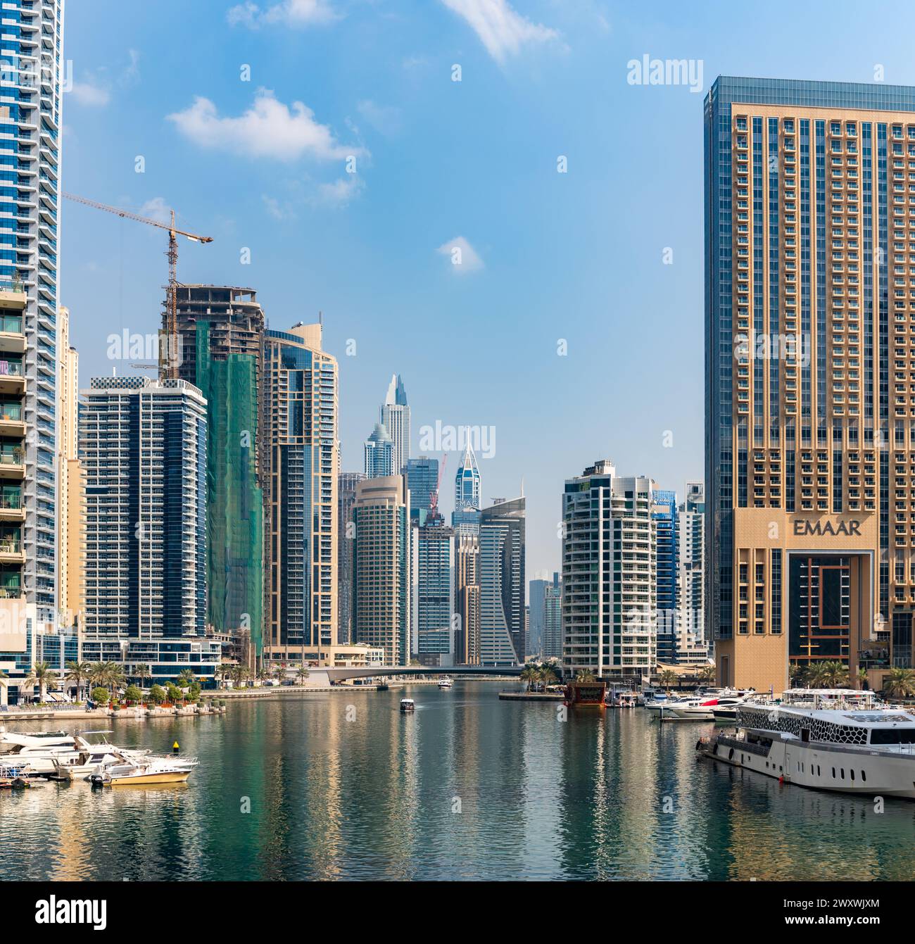 Ein Bild von den Gebäuden der Dubai Marina. Stockfoto