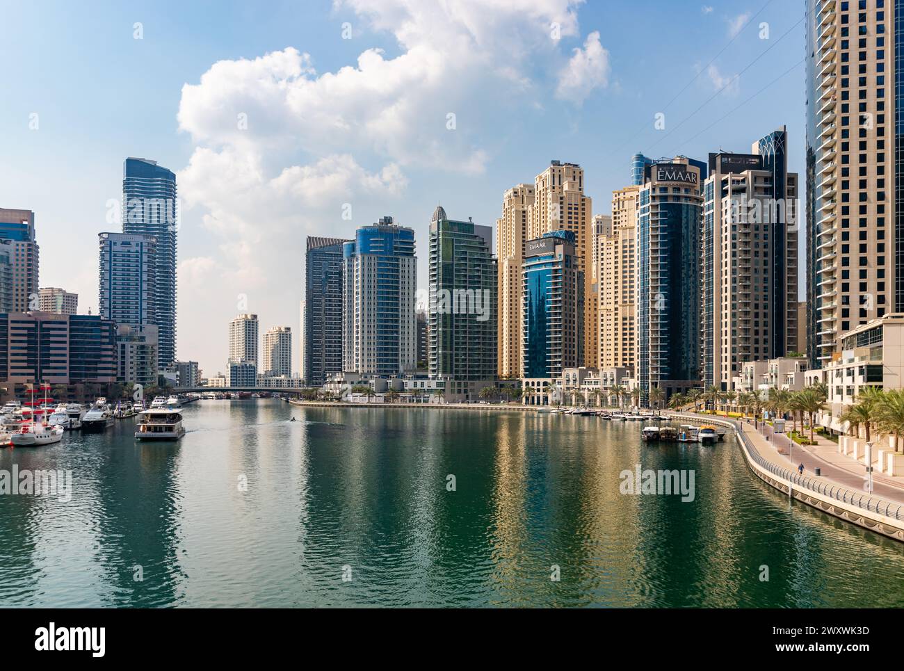 Ein Bild von den Gebäuden der Dubai Marina. Stockfoto
