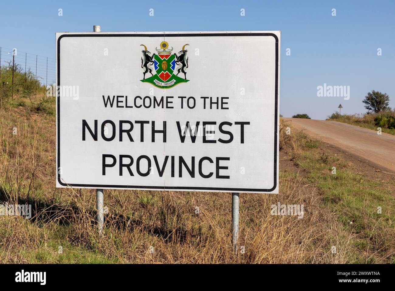 Nahaufnahme eines Willkommen in der Nordwestprovinz in Südafrika. Stockfoto