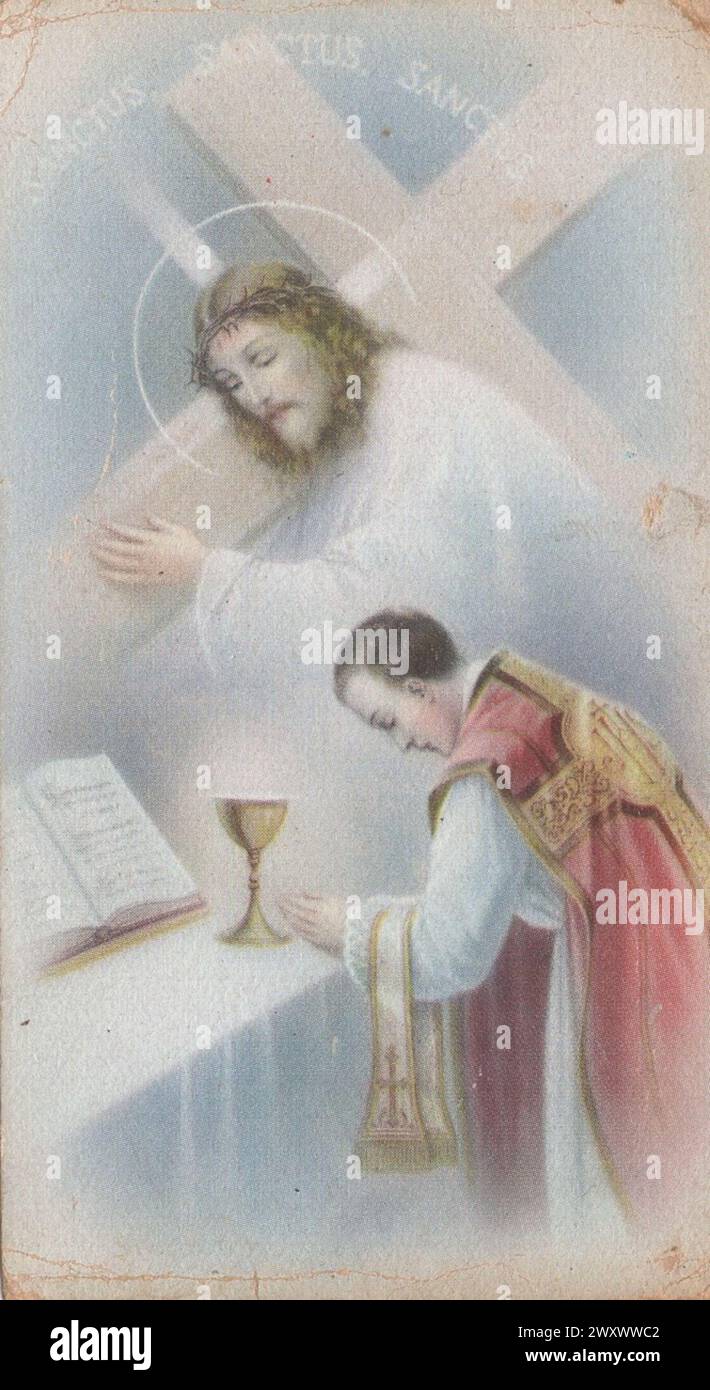 Alte heilige Karte Jesus Christus trägt das Kreuz / Jesus trägt das Kreuz 1900. Zusätzliche Rechte-Clearences-nicht verfügbar. Stockfoto