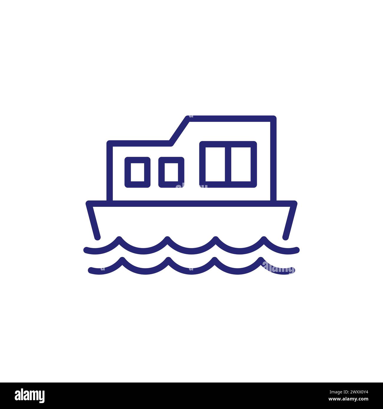 Hausboot-Symbol, schwimmender Haus-Linie Vektor Stock Vektor