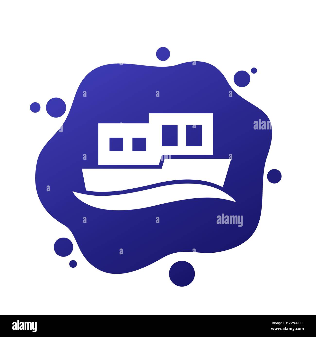 Hausboot-Symbol, schwimmender Haus-Vektor Stock Vektor