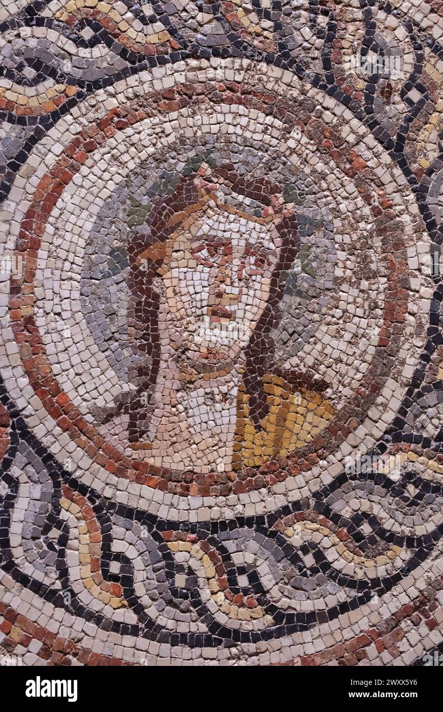 Dionysos Porträtmosaik, Zeugma Mosaic Museum, Gaziantep, Provinz Gaziantep, Türkei Stockfoto