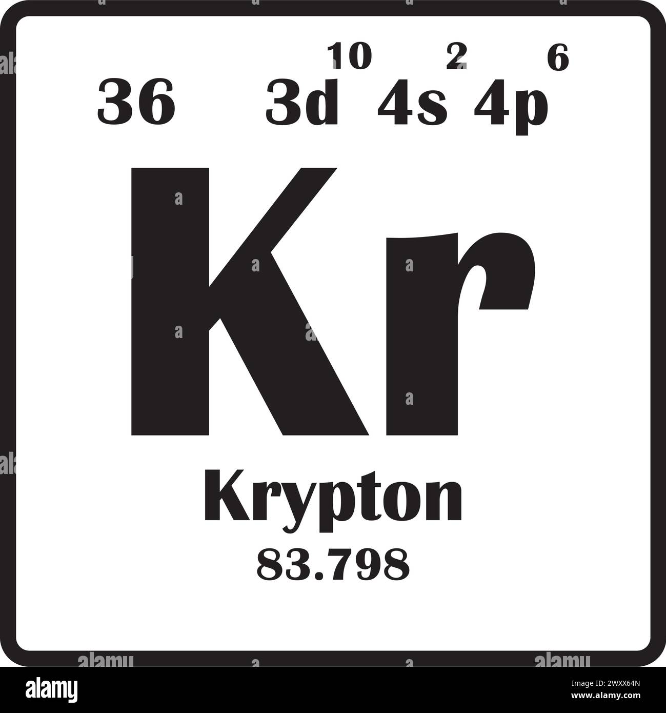 Symbol für Krypton-Elemente, Vorlage für Vektordarstellungen Stock Vektor