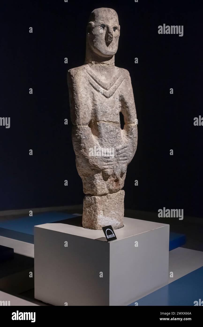 Urfa man, Balikligol Statue, Neolithikum, die älteste naturalistische lebensgroße Skulptur eines Menschen, Sanlıurfa Museum, Urfa, Provinz Sanliurfa, Türkei Stockfoto