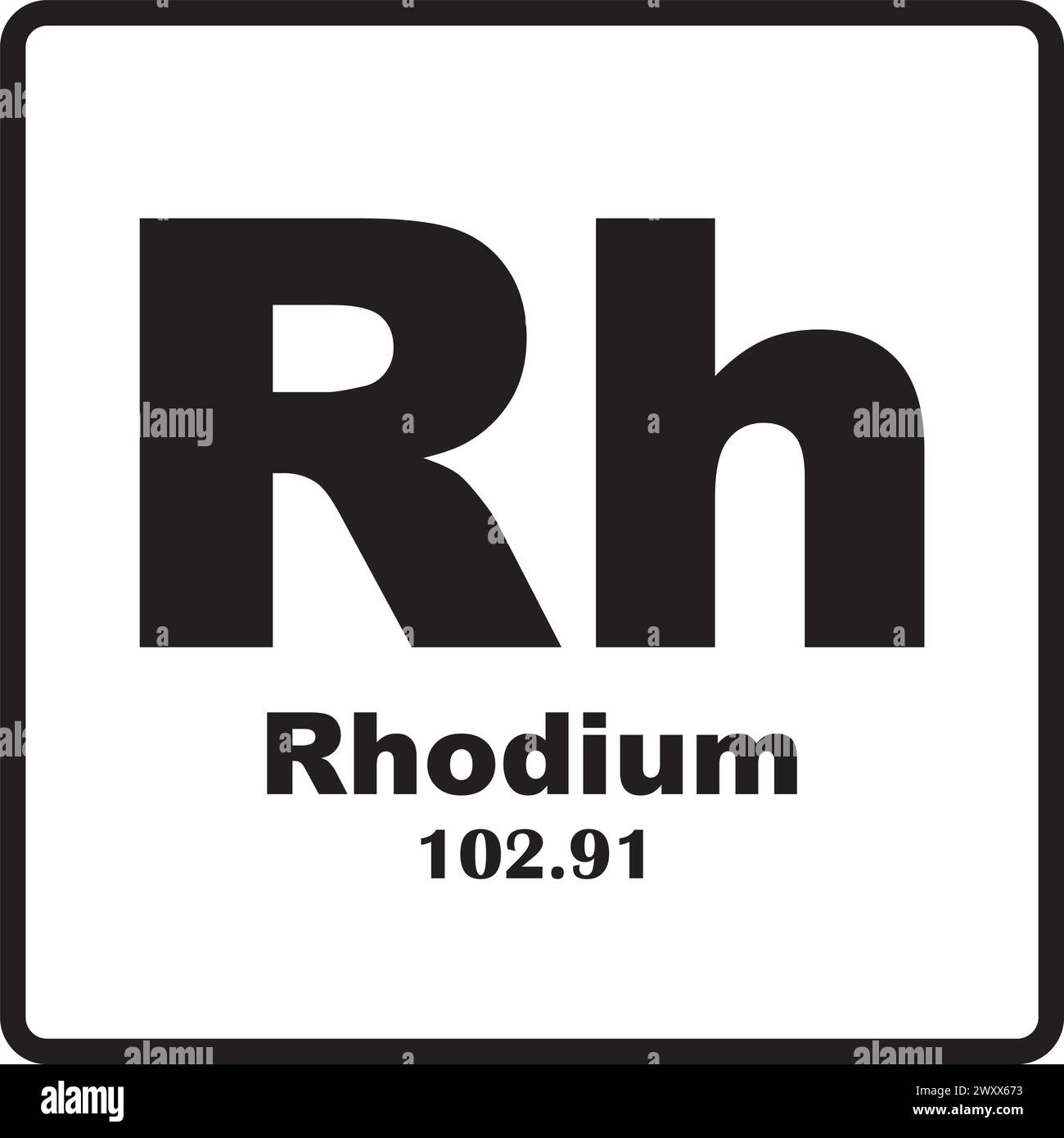 Periodische Rhodium Element Symbol Vektor Illustration Symbol Design Stock Vektor