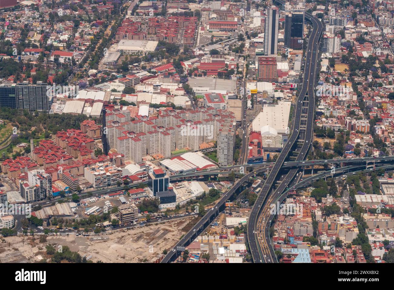 Luftaufnahme von Alvaro, Obregon Borough in Mexico City und San Antonio Park Stockfoto