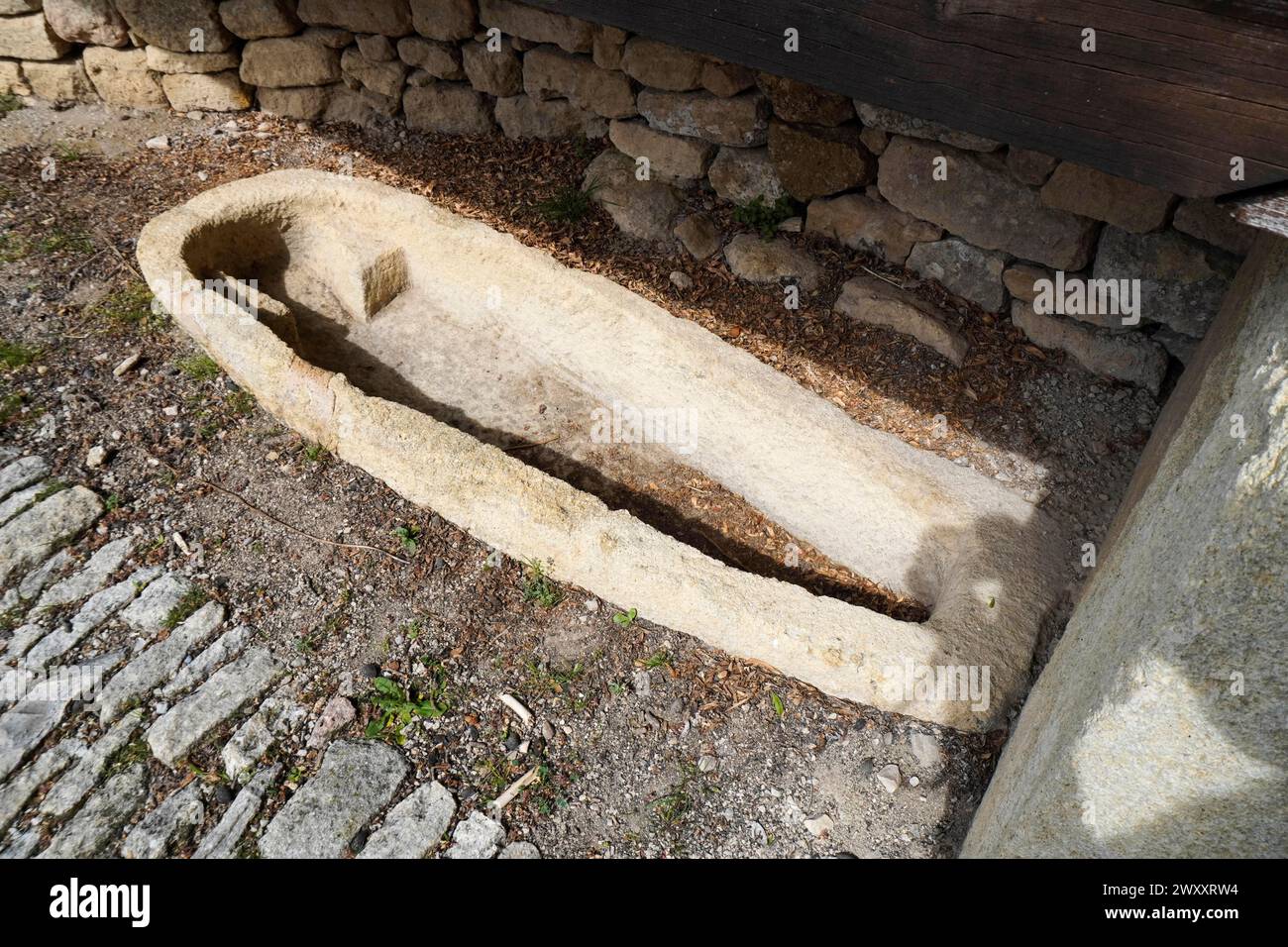 Sarg, Stein, Steinsarg, Mittelalter, Provence, Frankreich Stockfoto