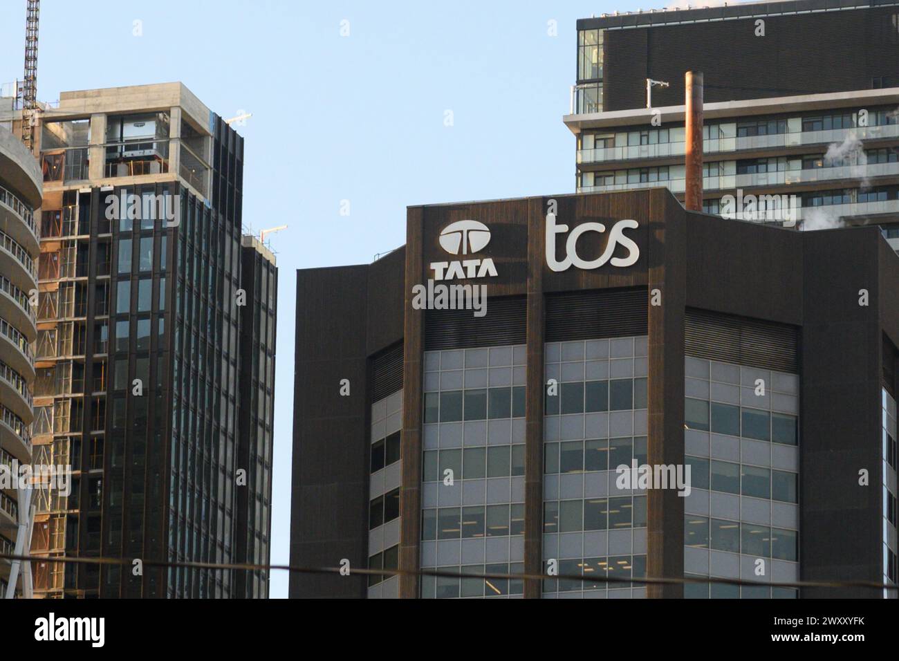 Toronto, ON, Kanada – 26. Februar 2024: Sehen Sie sich das Logo der TATA Consulting Services Company an Stockfoto