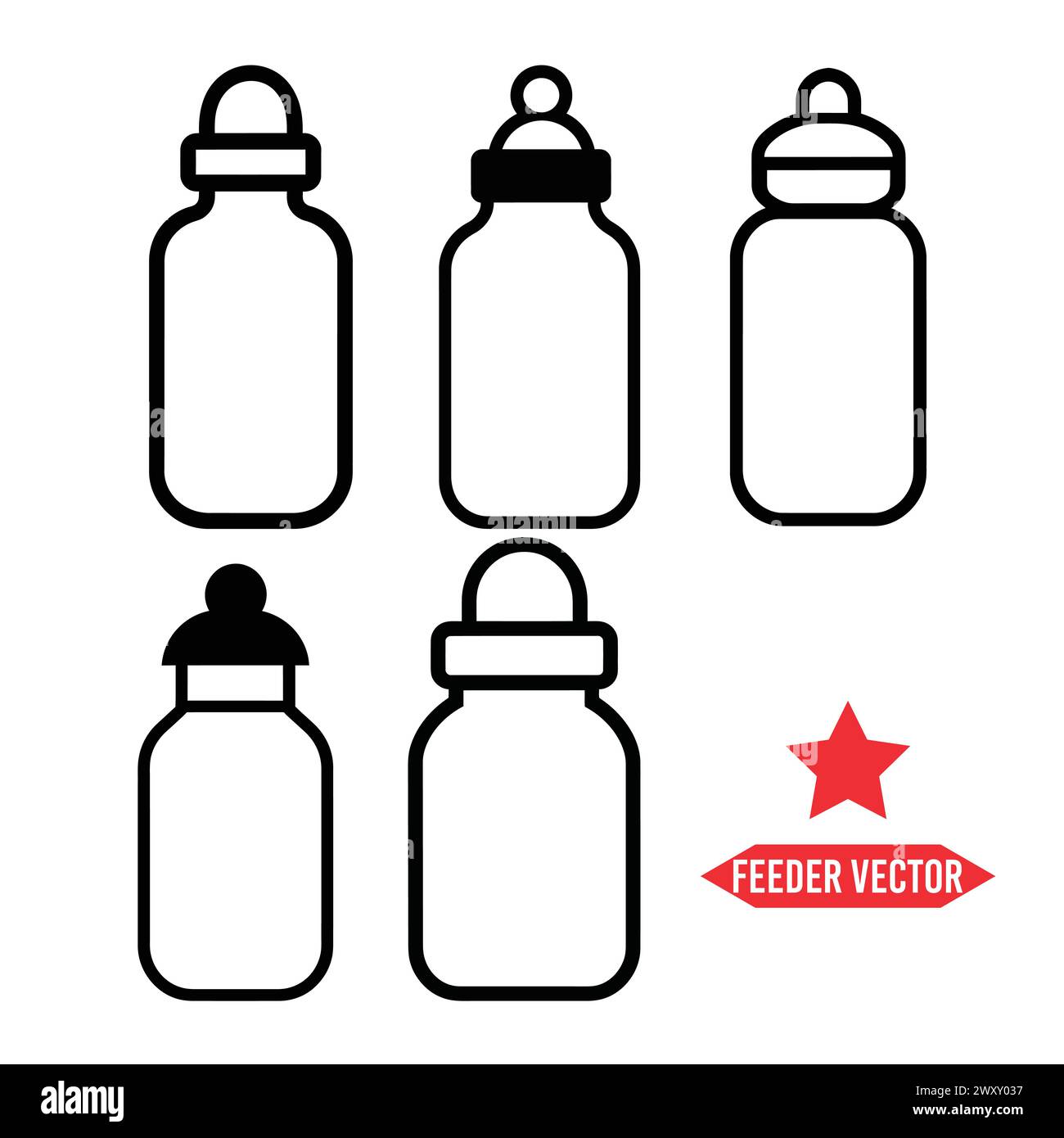 Bezauberndes Set aus Babyflasche und Silhouette, perfekt für die Einrichtung im Kinderzimmer Stock Vektor