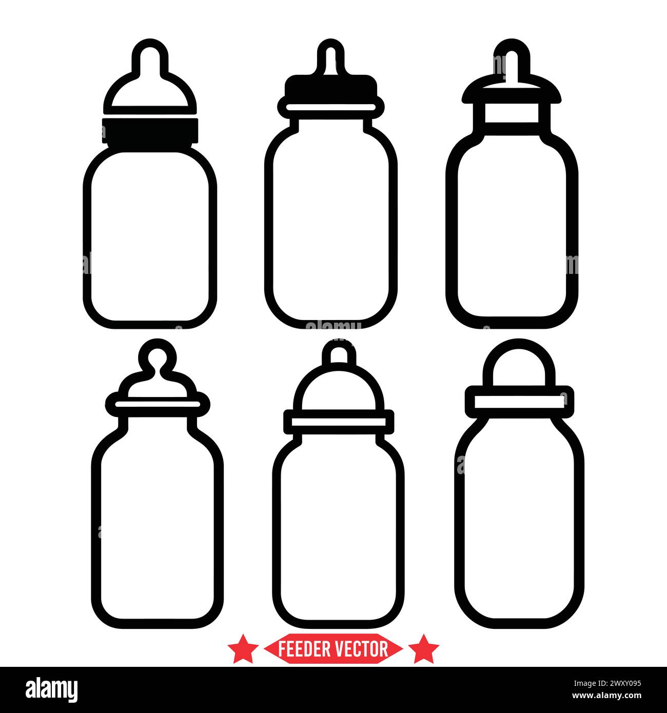 Niedliches Vektor-Paket mit Flaschenfütterung für Baby-Grafiken Stock Vektor