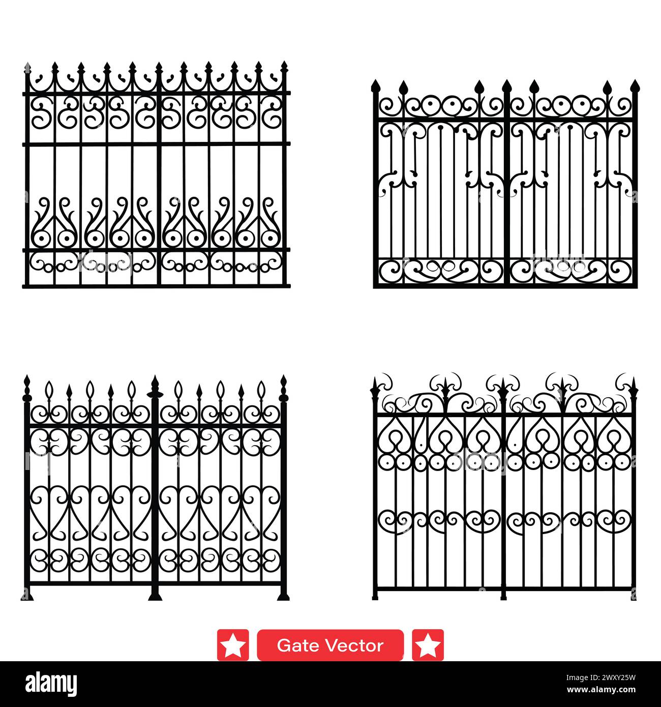 Vintage Gate Vector Set zeitlose Eleganz für Ihre Designs Stock Vektor
