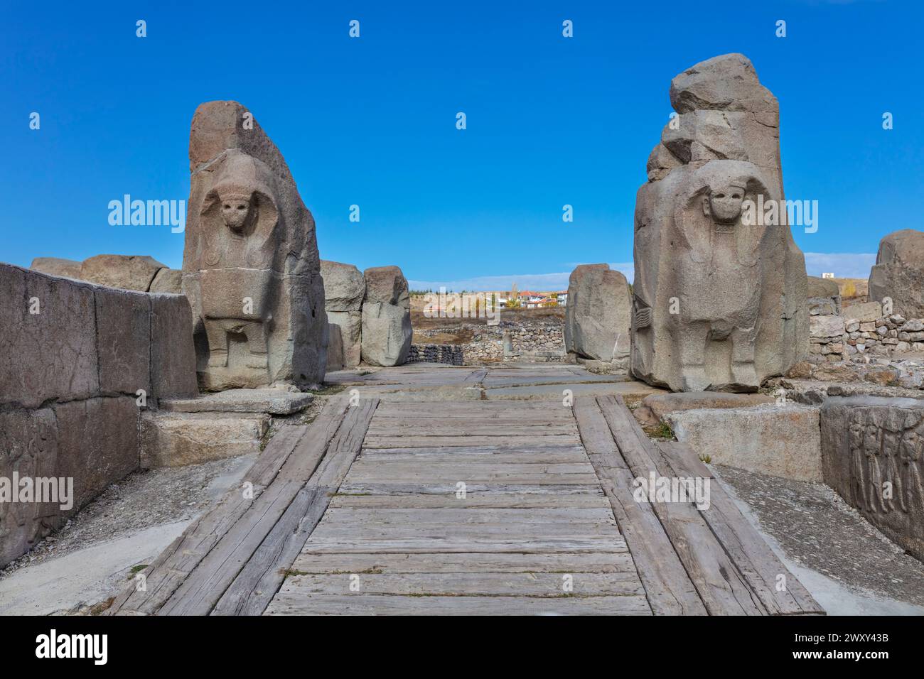 Sphinx-Tor, Alacahoyuk, Alaca Hoyuk, archäologische Stätte, Provinz Corum, Türkei Stockfoto