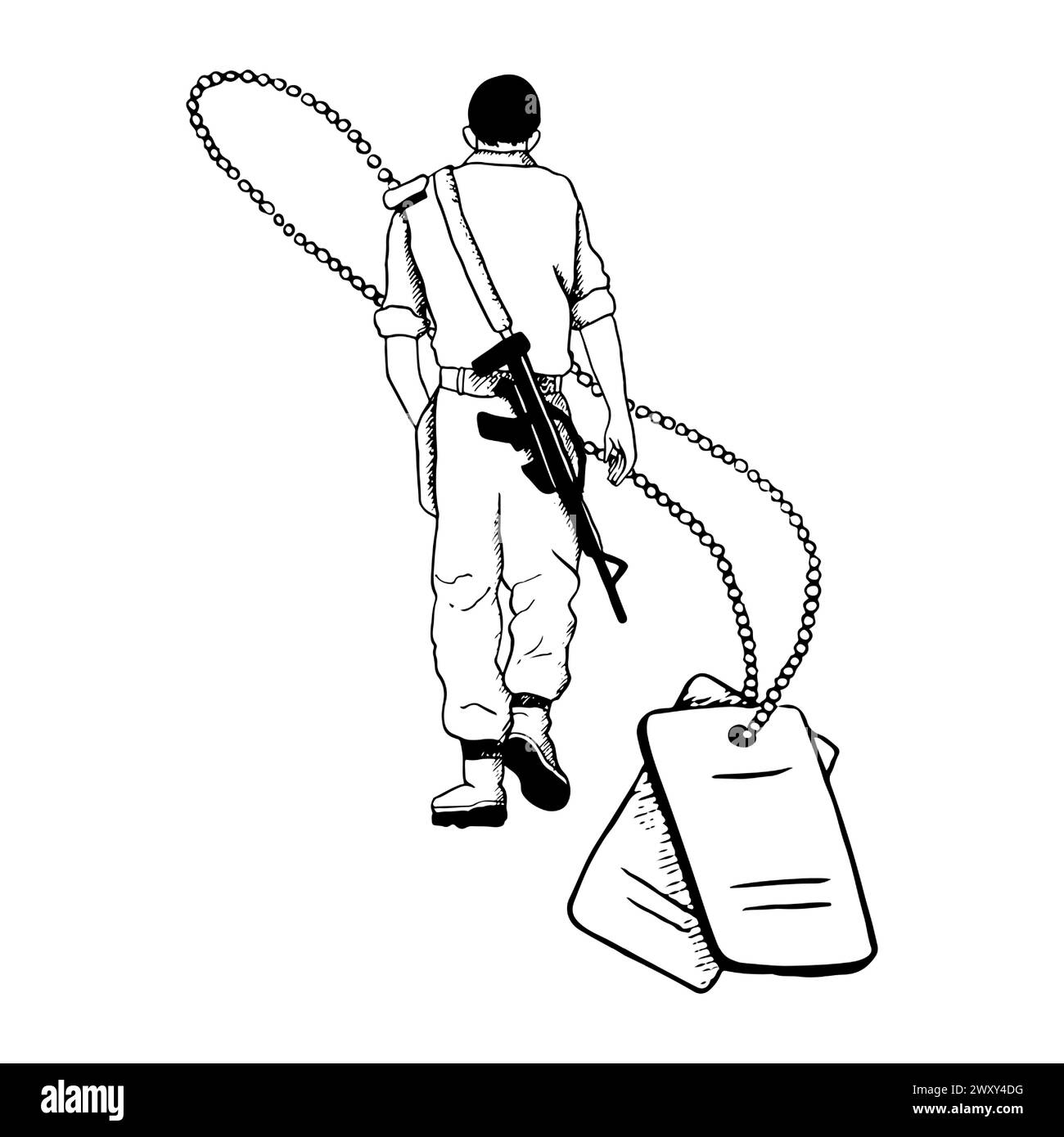 Soldat mit Sturmgewehr und persönlichem Nummernschild Stock Vektor