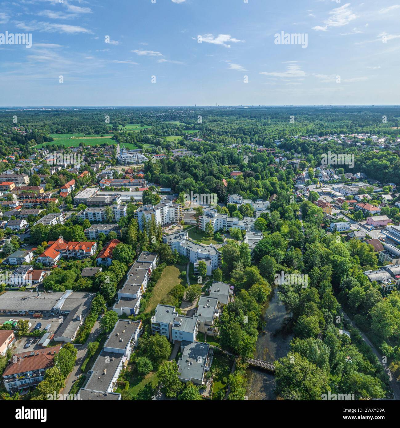 Luftaufnahme von Gauting im Würmtal in Oberbayern, südwestlich von München Stockfoto