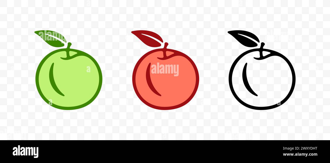 Apfelfrucht mit Blatt, Lebensmitteln und Pflanzen, grafisches Design. Garten und Landwirtschaft, Ernte, Frucht, Natur und Gartenarbeit, Vektordesign und Illustration Stock Vektor