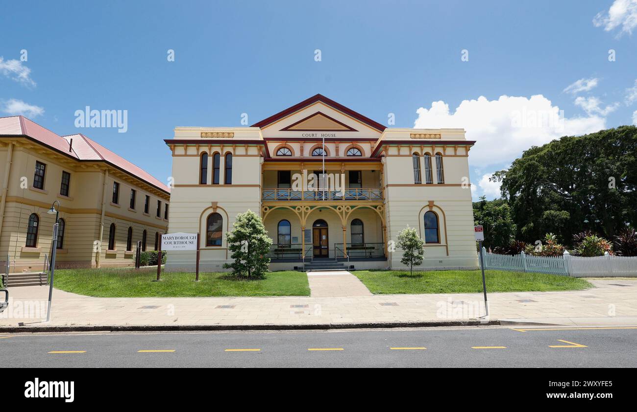 Das Maryborough Court House ist ein denkmalgeschütztes Gebäude aus dem Jahr 1877 in Maryborough, Queensland, Australien Stockfoto