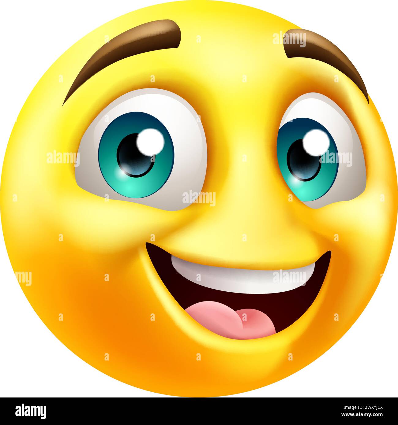 Fröhliche, Lächelnde Emoji Emoticon-Gesicht-Cartoon-Ikone Stock Vektor