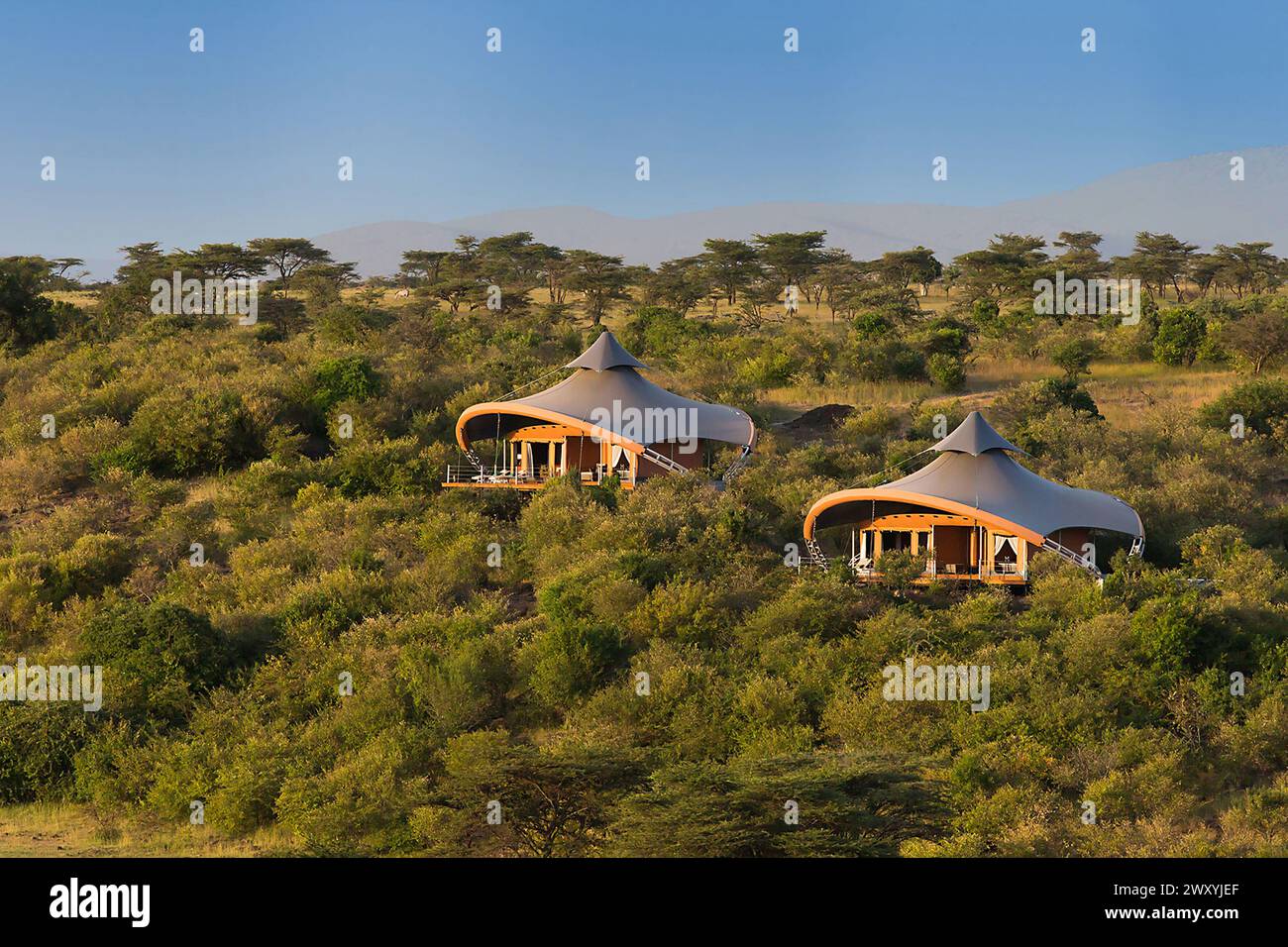 Kenia : Mahali Mzuri, ein luxuriöses Safari-Camp mit 12 luxuriösen Zelt-Suiten im Besitz des britischen Milliardärs Sir Richard Branson, Gründer und CEO von Virgin Stockfoto
