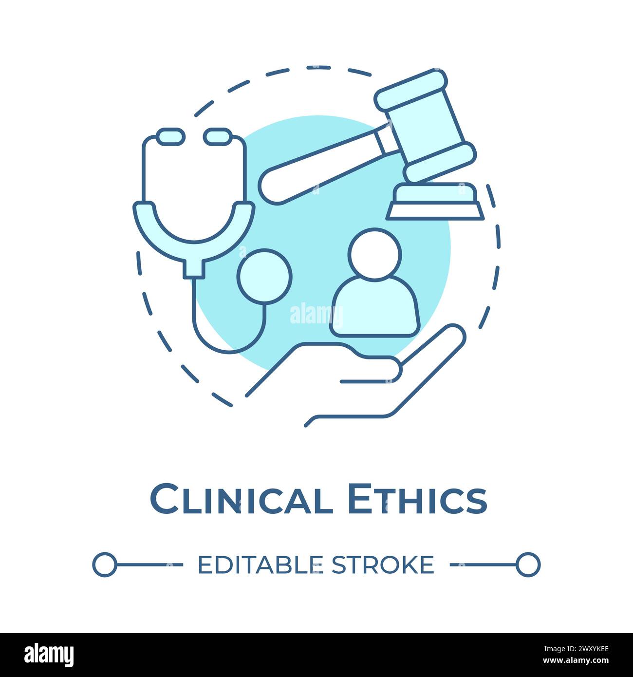 Hellblaues Konzeptsymbol für klinische Ethik Stock Vektor