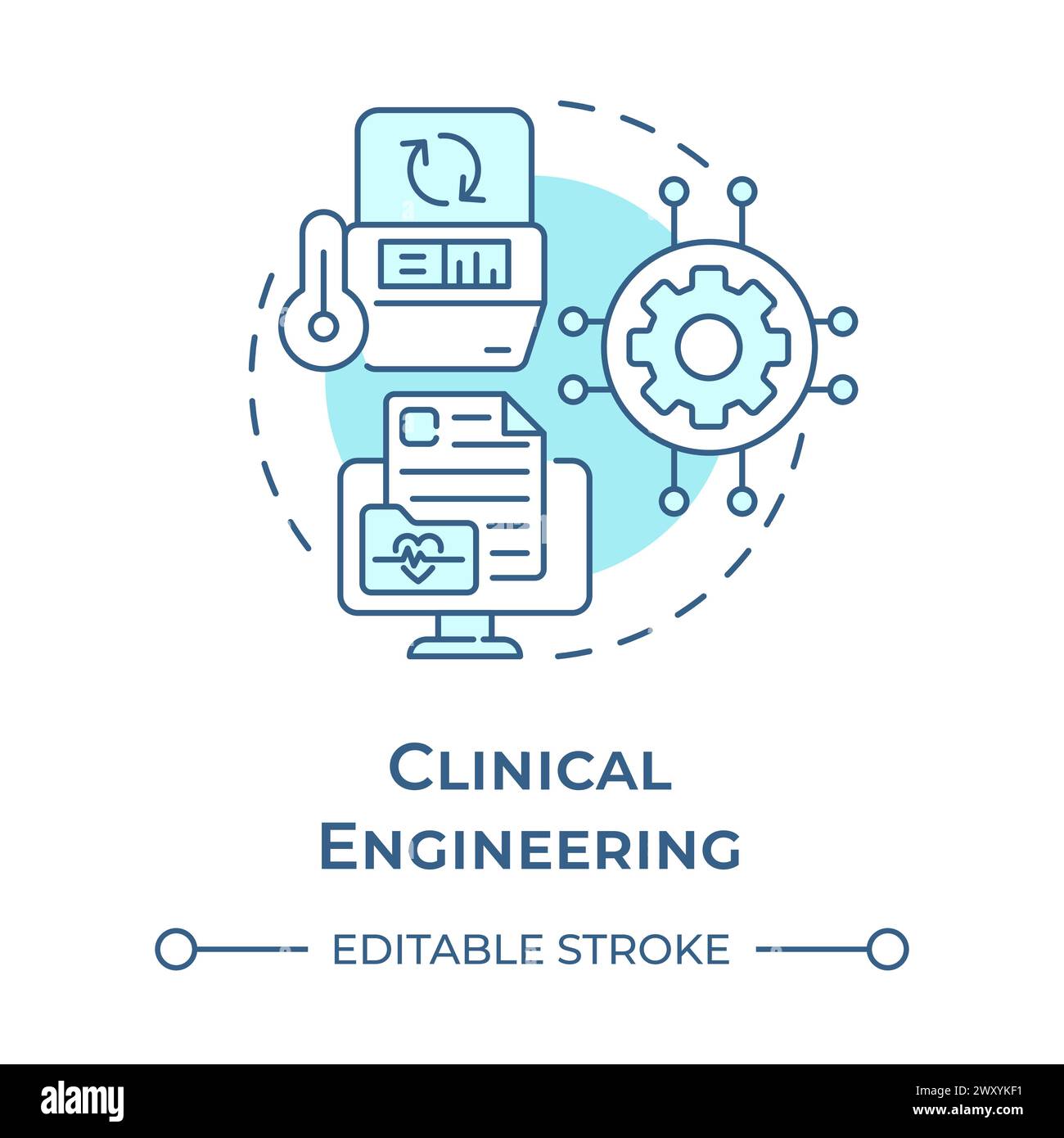 Hellblaues Konzeptsymbol für klinische Technik Stock Vektor