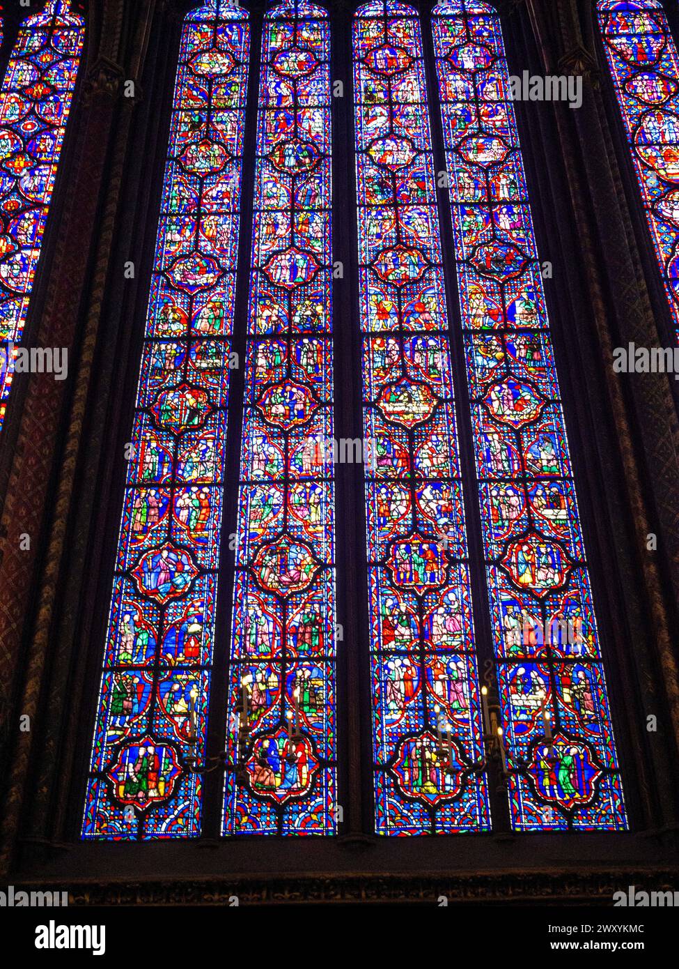 Paris 1er Arr. Buntglas der Heiligen Kapelle (La Sainte Chapelle). Ile de France. Frankreich. Europa Stockfoto
