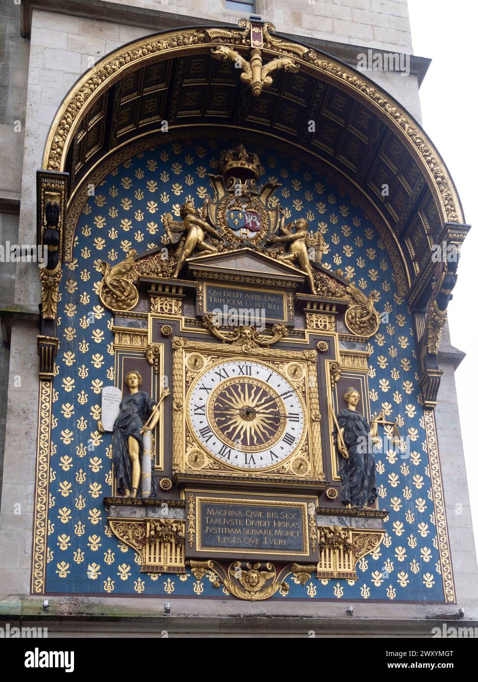 Paris 1er Arrondissement. Conciergerie Uhr, älteste Uhr in Paris, Ile de la Cite, Ile de France, Frankreich, Europa Stockfoto