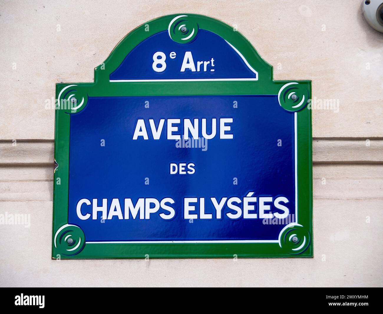 Schild Avenue des Champs-Elysees in Paris, 8. Arrondissement Stockfoto